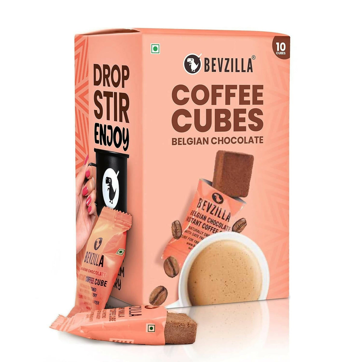 Bevzilla Instant Coffee Cubes Pack with Organic Date Palm Jaggery - Belgian Chocolate