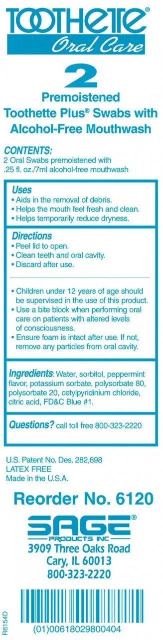 Toothette Plus Swab with Alcohol-Free Mouthwash