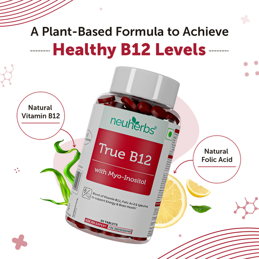 Plant-Based True Vitamin B12 Tablets For Energy & Brain