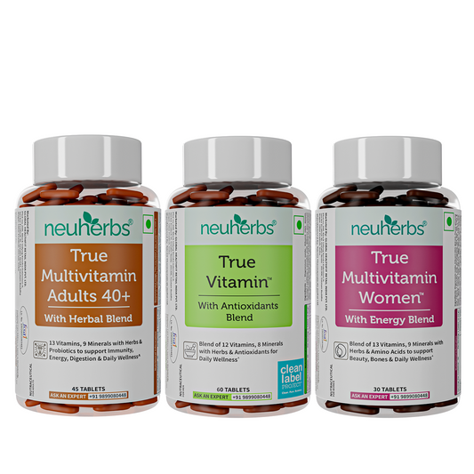 True Vitamin 60 Tablets & True Vitamin Women 30 Tablets & True Vitamin Adults 40+ 45 Tablets Combo