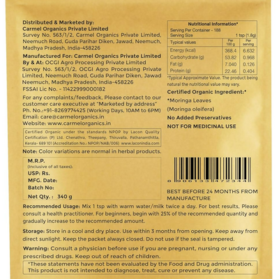 Carmel Organics Moringa Leaves Powder