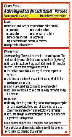 Tylenol Regular Strength Pain Reliever 325mg 100 Tablets