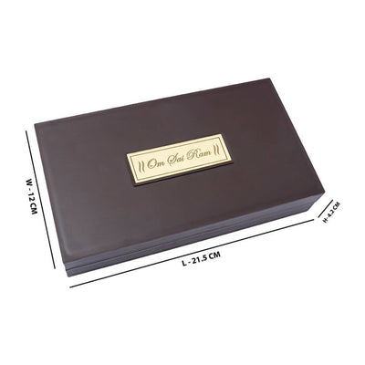 Golden Peacock Brown & Blue 24 CT Gold Foil Wooden Sri Sai Baba Pooja Box