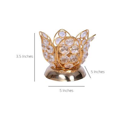 CraftVatika Gold Toned Crystal Lotus Shaped Diya