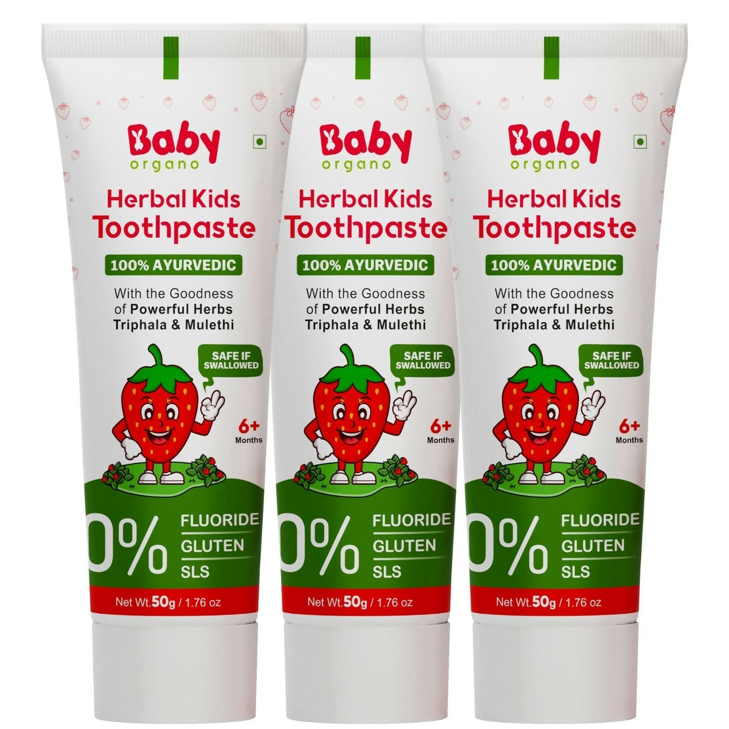 Babyorgano 100% Ayurvedic Herbal Kids Toothpaste - Strawberry Flavor