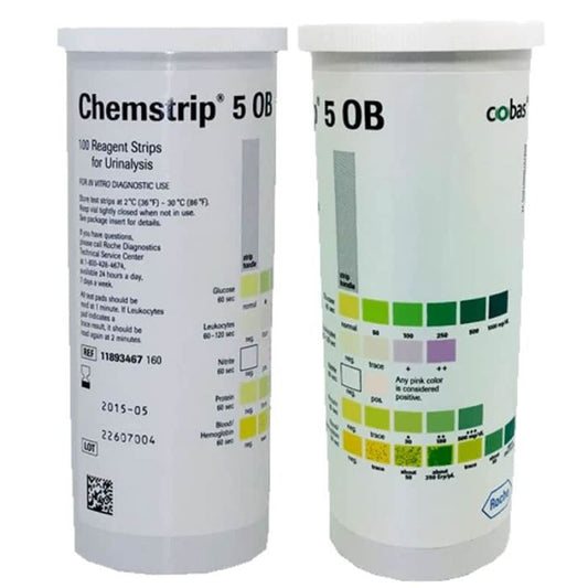 Roche Chemstrip 5 OB Urine Test Strips 100/Vial