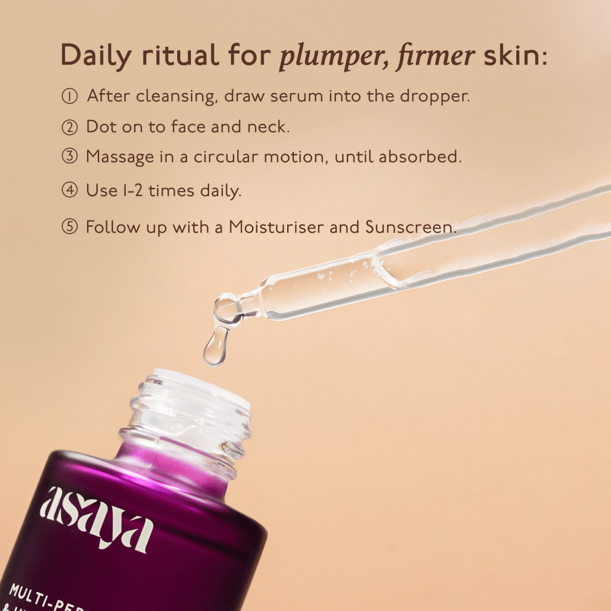 Asaya 5% Multi Peptide Serum With Hyaluronic Acid & Collagen Peptide Face Serum For Anti Ageing
