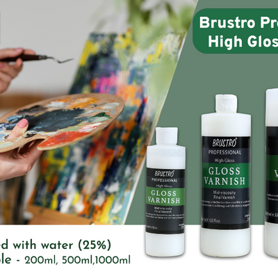 Brustro Artist's Varnish| High Gloss Finish|500ml| Apply with Brush |Perfect Coating on Acrylic Painting,Non-yellowing,Transparent,Canvas,Paper, Artwork Protection.
