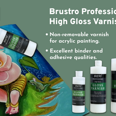 Brustro Artist's Varnish | High Gloss Finish |200ml| Apply with Brush |Perfect Coating on Acrylic Painting,Non-yellowing,Transparent,Canvas,Paper, Artwork Protection.
