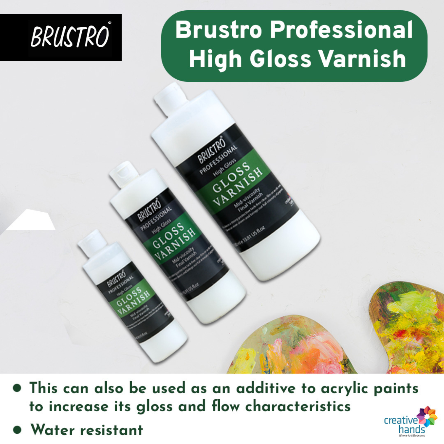 Brustro Artist's Varnish| High Gloss Finish|500ml| Apply with Brush |Perfect Coating on Acrylic Painting,Non-yellowing,Transparent,Canvas,Paper, Artwork Protection.