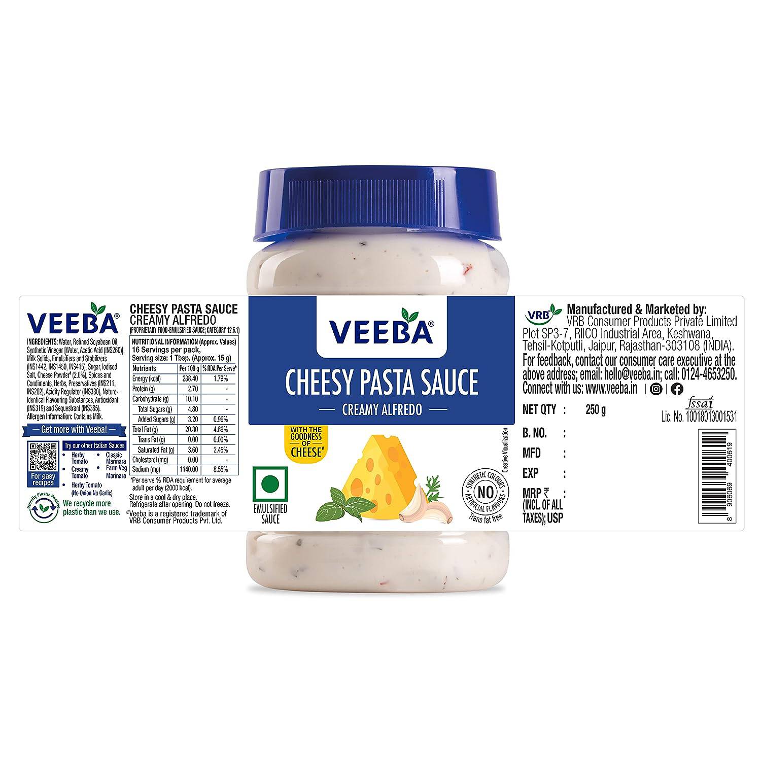Veeba pasta sauce creamy alfredo (250 gms)