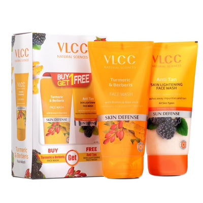 VLCC Turmeric & Berberis Face Wash + Anti Tan Face Wash (Buy 1 Get 1) (150 ml each)