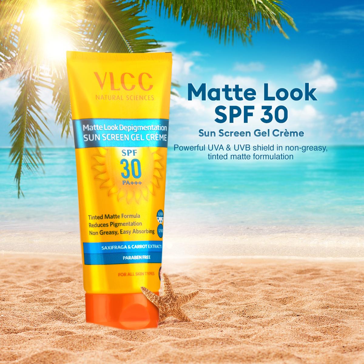 VLCC Matte Look Depigmentation SPF 30 PA ++ Sunscreen Gel Cream (100 gm), with 25 gm extra