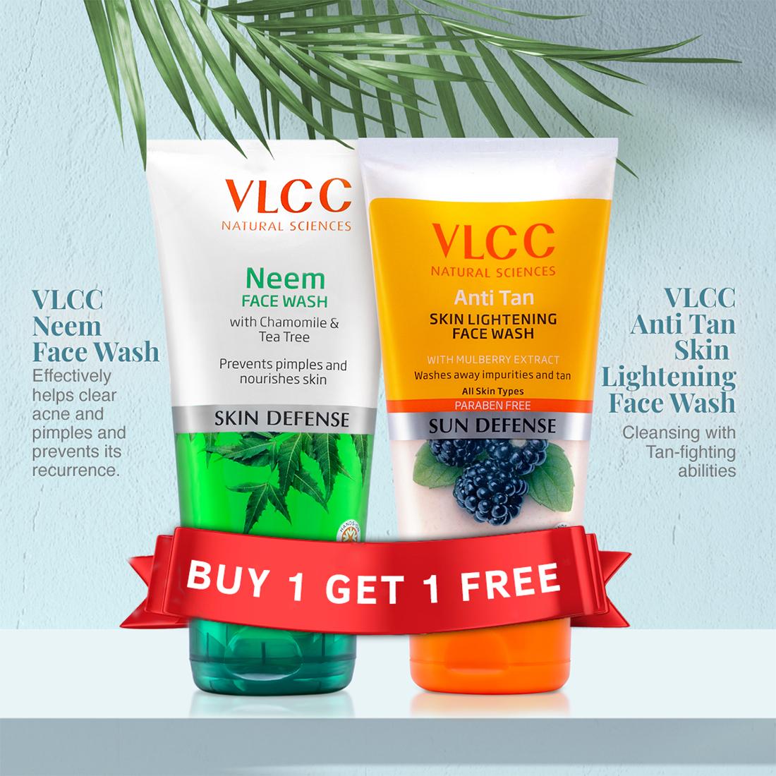 VLCC Neem Face Wash & Anti Tan Face Wash (Buy 1 Get 1) (150 ml + 150 ml)