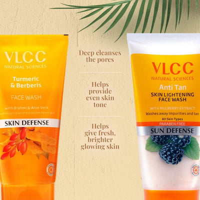 VLCC Turmeric & Berberis Face Wash + Anti Tan Face Wash (Buy 1 Get 1) (150 ml each)