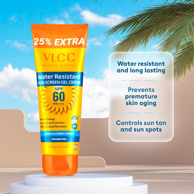 VLCC Water Resistant SPF 60 PA+++ Sunscreen Gel Cream (100 gm) + (25 gm)