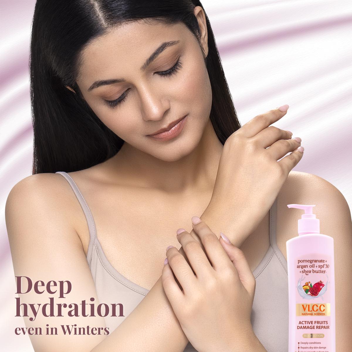 VLCC Active Fruits Damage Repair Body Lotion, Pomegranate + Argan Oil + SPF 30 + Shea Butter (400 ml)
