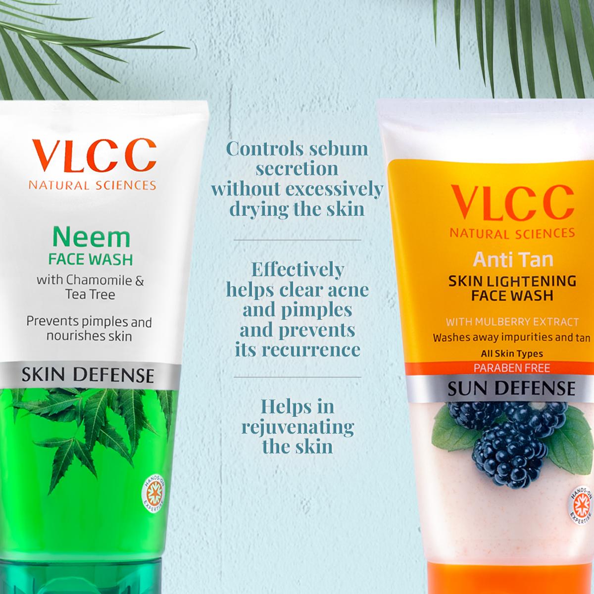 VLCC Neem Face Wash & Anti Tan Face Wash (Buy 1 Get 1) (150 ml + 150 ml)