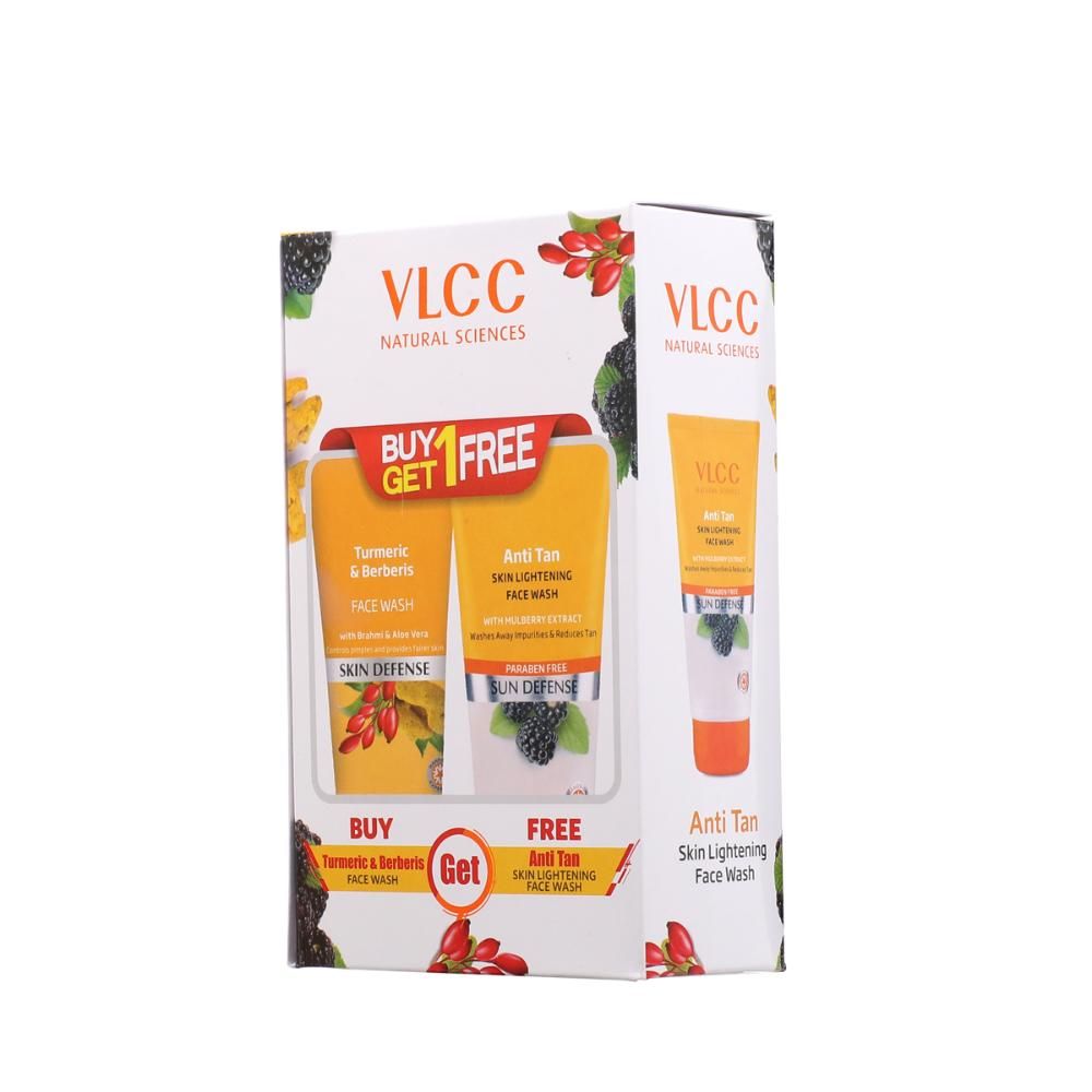 VLCC Turmeric & Berberis Face Wash + Anti Tan Face Wash (Buy 1 Get 1) (150 ml each)