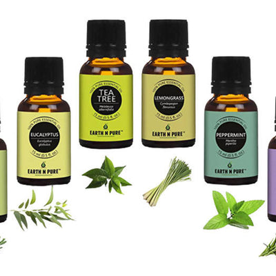 Earth N Pure Essential Oils (Rosemary, Eucalyptus, Tea Tree, Lemongrass, Peppermint & Lavender)