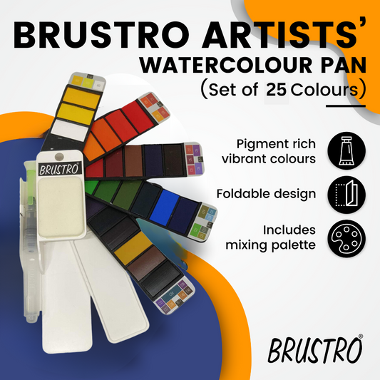 Brustro Artists Watercolour Pan Set of 25