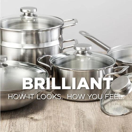 Stainless Steel Cookwear And Sink And Quartz Clean And Shine