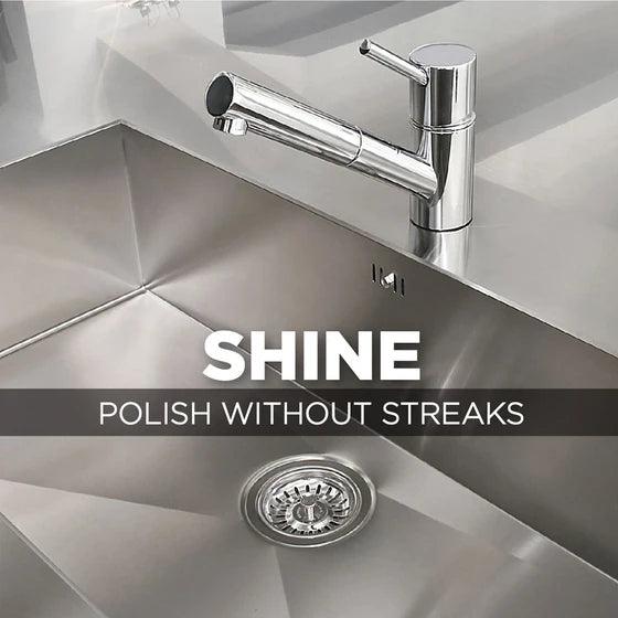 Stainless Steel Cookwear And Sink And Quartz Clean And Shine