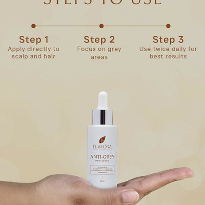 Flawora Anti-Grey Hair Serum For Reversing Grey Hair & Gold Face Serum For Brightening, Anti-Aging