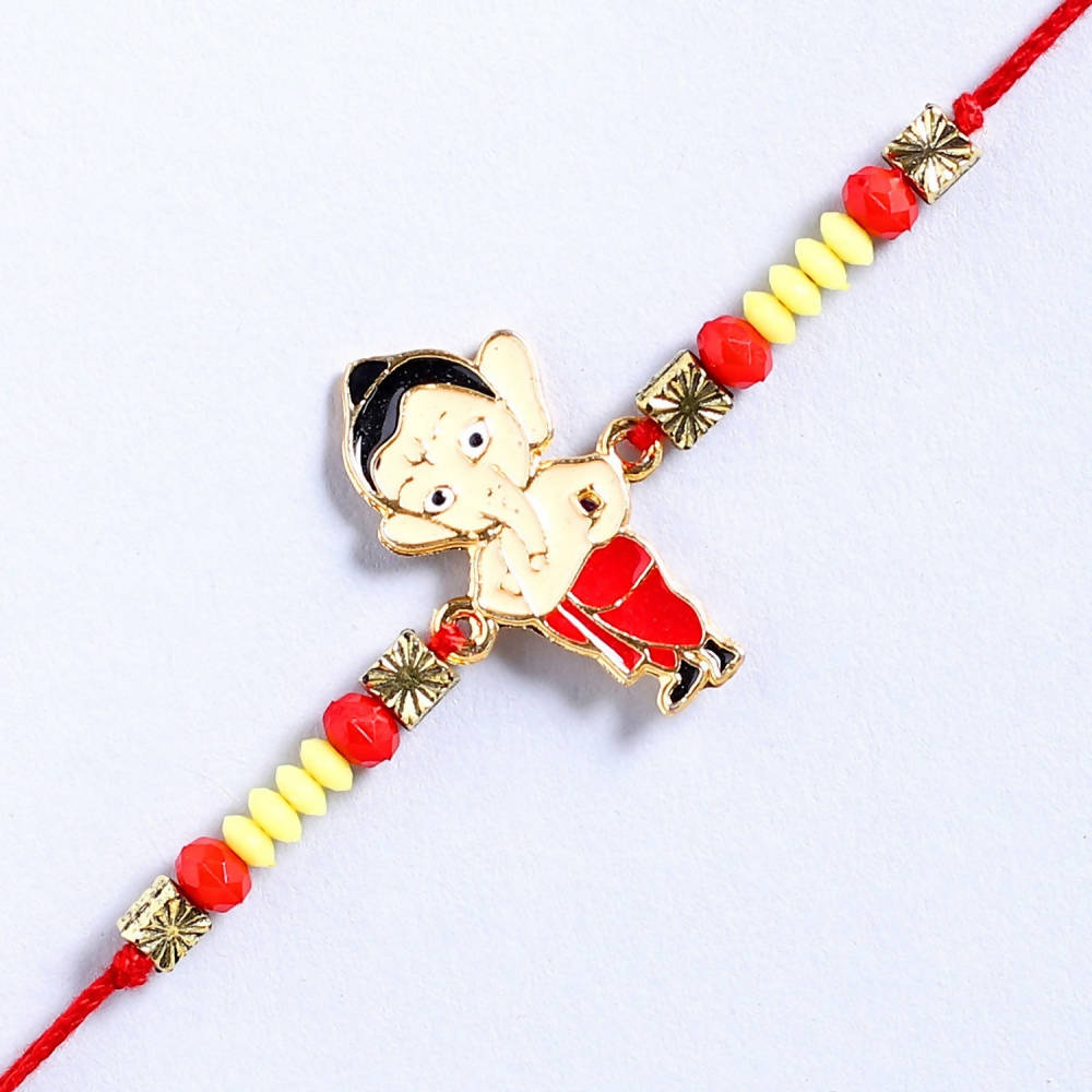 Cute Ganesha Rakhi & Kaju Rolls Box
