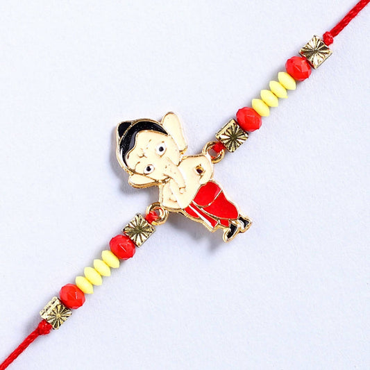 Cute Ganesha Rakhi & Kaju Rolls Box