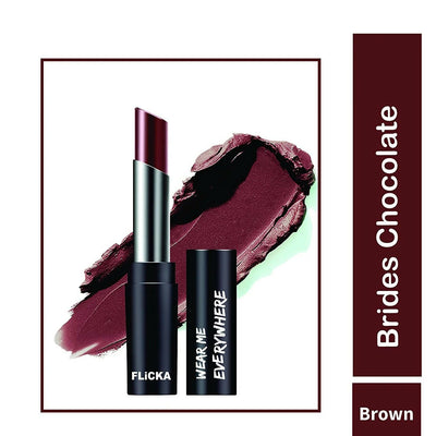 FLiCKA Wear Me Everywhere Creamy Matte Lipstick Brides Chocolate - Brown
