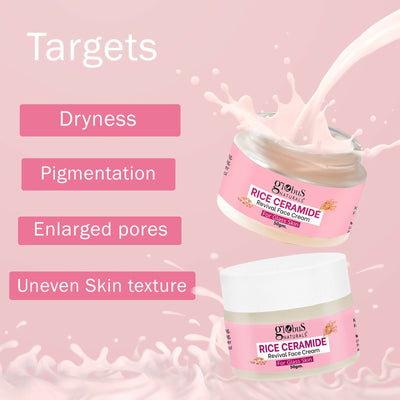 Globus Naturals Rice Ceramide Revival Face Cream, For Korean Glass Skin