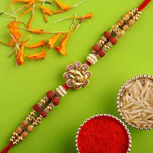 Ethnic Ganesha Rakhi and Kaju Katli Box
