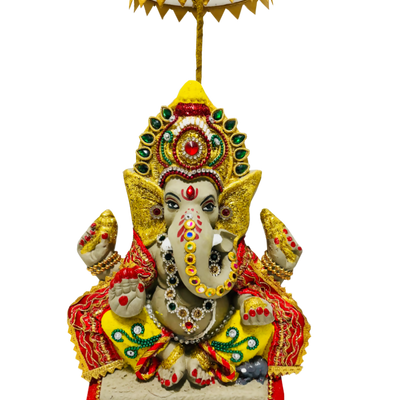 Eco-Friendly Ganesh Idols (Non-Toxic Colors) With Chatri, Kumkum & Akshat