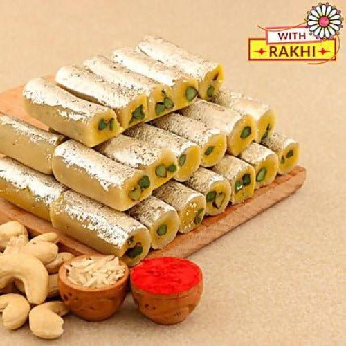 Beautiful Kanha Rakhi & Kaju Rolls Box