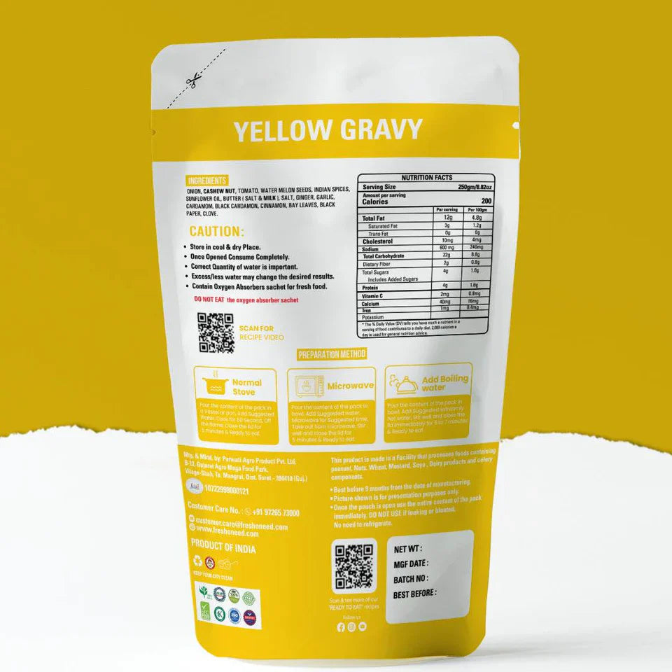 Fresh O Need Yellow Gravy - Ready To Eat 250 gms
