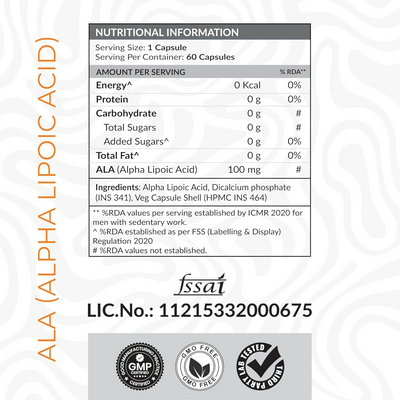 As-It-Is Atom Ala (Alpha Lipoic Acid) Veg Capsules